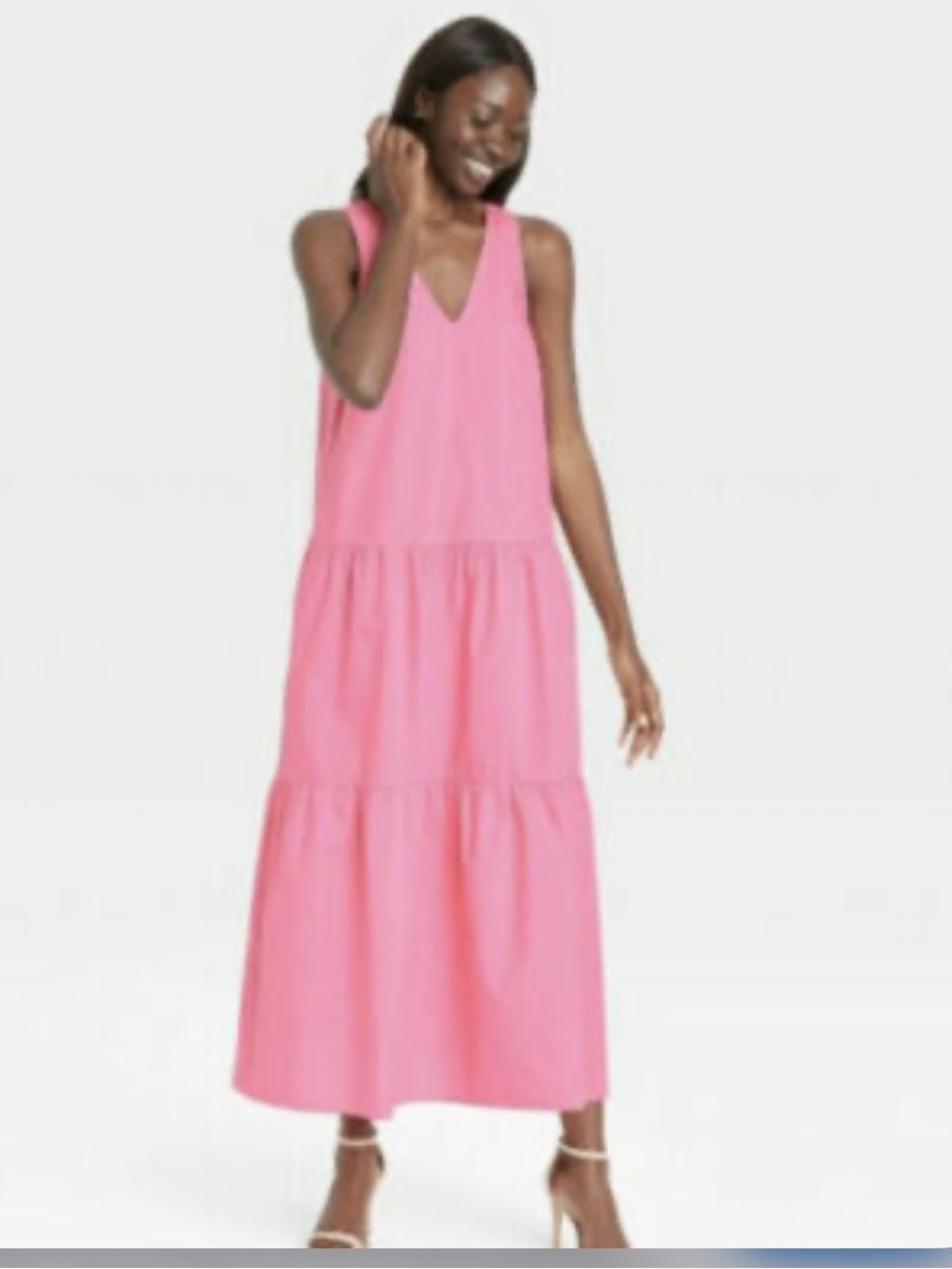 Who What Wear Pink Tiered Maxi Dress 100% cotton Small